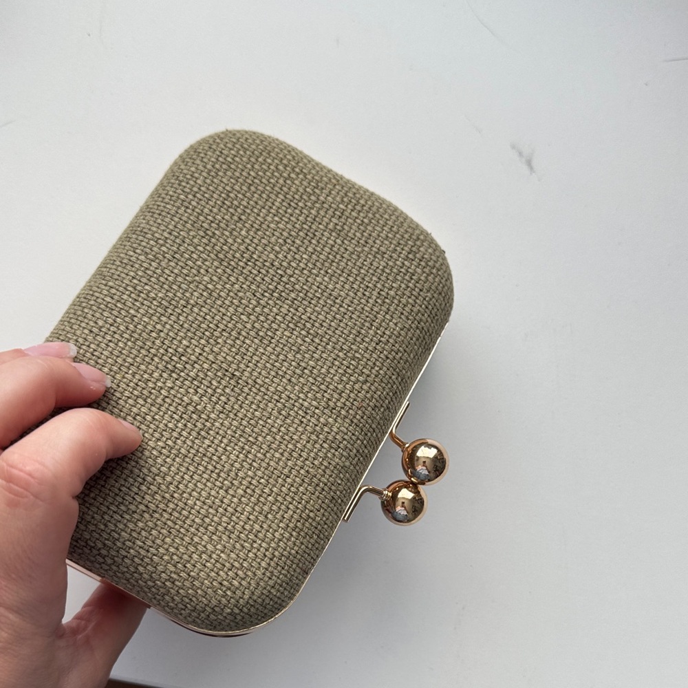 Embroidered Green and Brown Women's Clutch - Picture 3 of 4